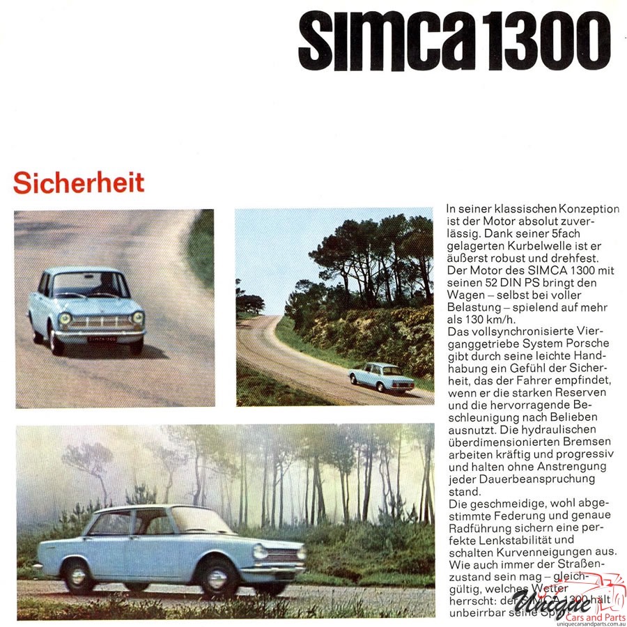 1964 Simca 1300 (Germany) Brochure Page 5